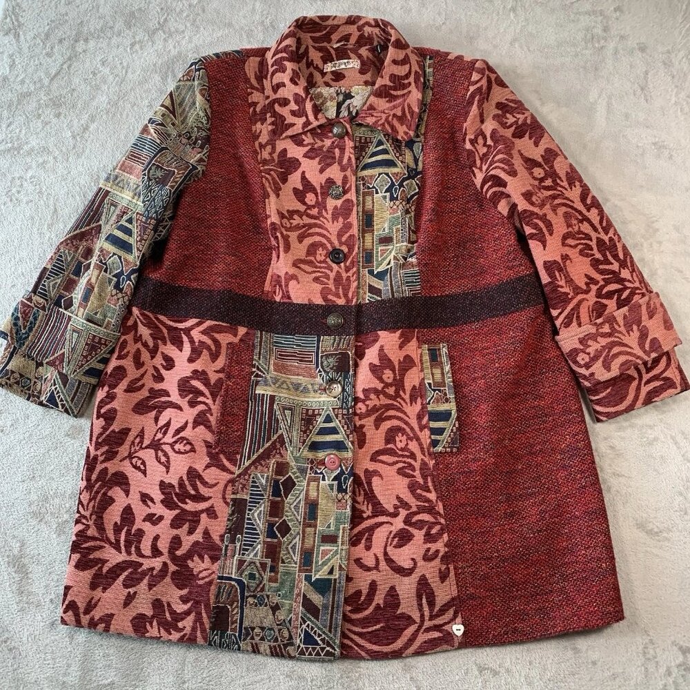 Joe Browns Coat UK 28 Tapestry Patchwork Paisley Jacket Trench Overcoat Floral